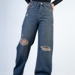 شلوار جین بگ قد 110 دمپا بشکاف کد 21577