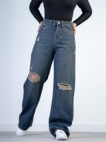 شلوار جین بگ قد 110 دمپا بشکاف کد 21577