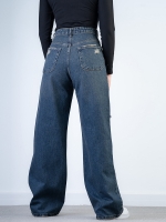 شلوار جین بگ قد 110 دمپا بشکاف کد 21577 - Image 2