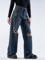شلوار جین بگ قد 110 دمپا بشکاف کد 21578 - Image 3