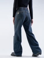 شلوار جین بگ قد 110 دمپا بشکاف کد 21578 - Image 2