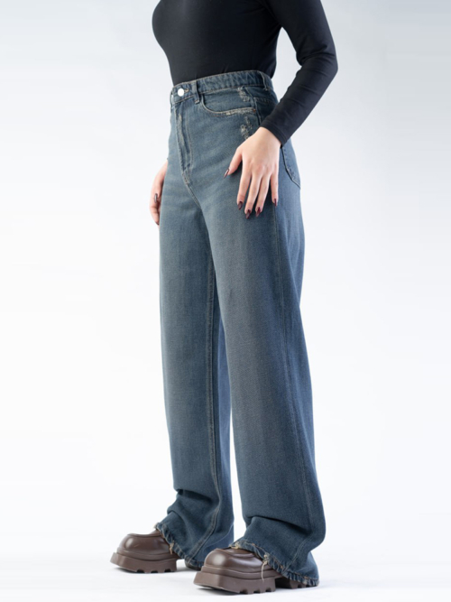 شلوار بگ زنانه جین قد 110 کد 21711 - Image 3