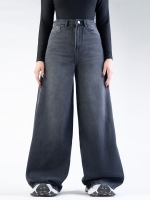 شلوار جین  شافل قد 110 مشکی کد 21756 - Image 3