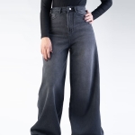 شلوار جین  شافل قد 110 مشکی کد 21756