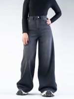 شلوار جین  شافل قد 110 مشکی کد 21756