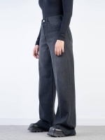 شلوار جین بگ قد 115 دمپا کات مشکی کد 21781 - Image 3
