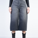 شلوار جین واید لگ قد 85 مشکی  کد 21788