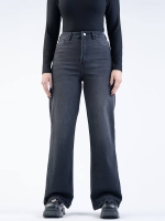 شلوار جین بگ قد 110 مشکی کم کش کد 21867 - Image 3