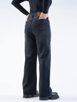 شلوار جین بگ قد 110 مشکی کم کش کد 21867 - Image 2