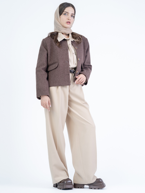 شلوار پارچه ای زنانه واید لگ فیلتو قد 110 تیکال کد 2484 - Image 5