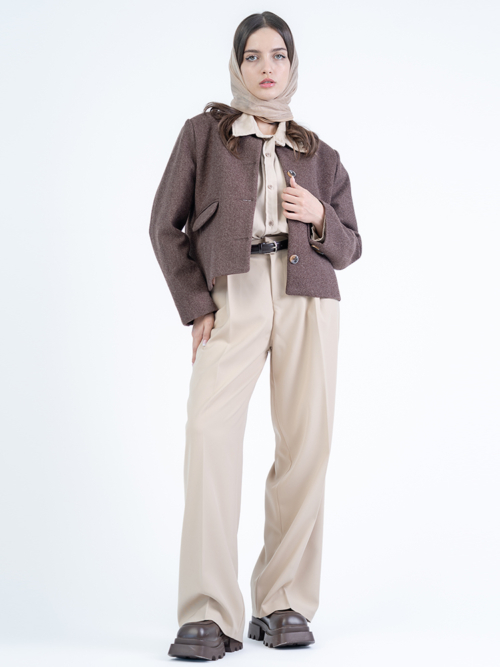 شلوار پارچه ای زنانه واید لگ فیلتو قد 110 تیکال کد 2484 - Image 6
