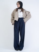 شلوار پارچه ای  واید لگ پیله مثلثی قد 110 کرپ کد 2495 - Image 3