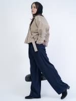 شلوار پارچه ای  واید لگ پیله مثلثی قد 110 کرپ کد 2495 - Image 2