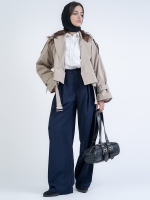 شلوار پارچه ای  واید لگ پیله مثلثی قد 110 کرپ کد 2495 - Image 4