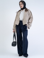 شلوار پارچه ای  واید لگ پیله مثلثی قد 110 کرپ کد 2495 - Image 5