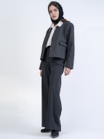 شلوار پارچه ای فول بگ قد 110 بزیاق ذغالی کد 2522 - Image 3