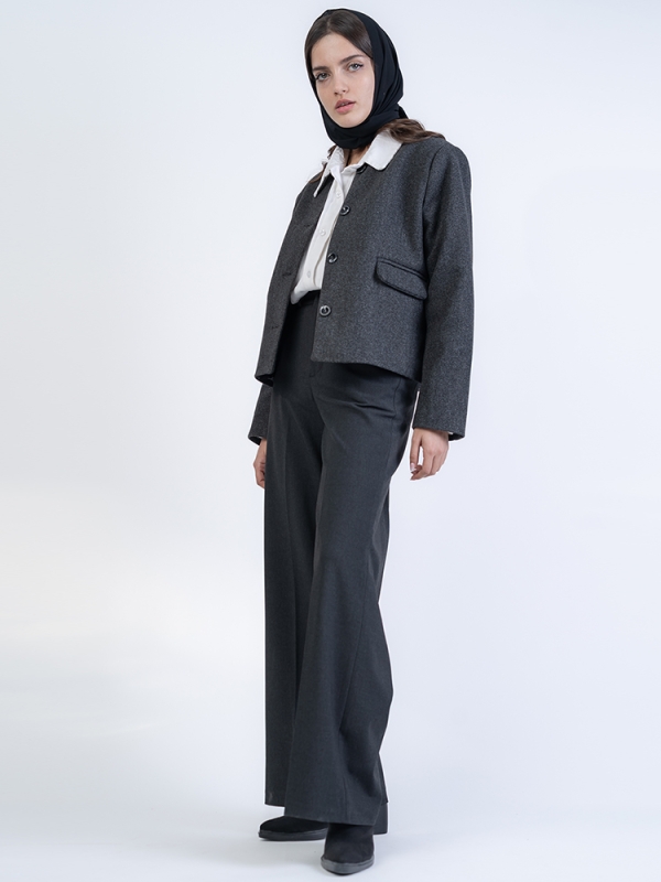 شلوار پارچه ای فول بگ قد 110 بزیاق ذغالی کد 2522 - Image 3