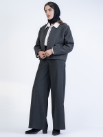 شلوار پارچه ای فول بگ قد 110 بزیاق ذغالی کد 2522