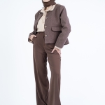 شلوار پارچه ای بگ قد 110 گلکسی قهوه ای کد 2635