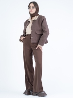 شلوار پارچه ای بگ قد 110 گلکسی قهوه ای کد 2635