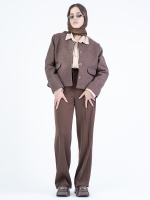 شلوار پارچه ای بگ قد 110 گلکسی قهوه ای کد 2635 - Image 3