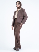 شلوار پارچه ای بگ قد 110 گلکسی قهوه ای کد 2635 - Image 5