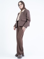 شلوار پارچه ای بگ قد 110 گلکسی قهوه ای کد 2635 - Image 6