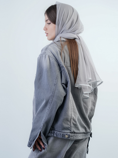 مید کت زنانه جین خزدار طوسی 909091 - Image 2