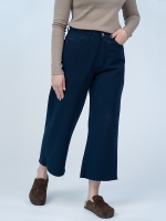 شلوار کتان بگ قد 90 دمپا کات سرمه ای کد 16335