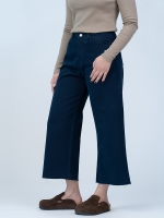 شلوار کتان بگ قد 90 دمپا کات سرمه ای کد 16335 - Image 2