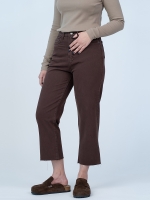 شلوار کتان استریت قد 90 قهوه ای دمپا کات کد 16348