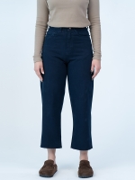 شلوار کتان کراپ رگولار قد 90 سرمه ای دمپا کات کد 16669 - Image 3