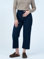 شلوار کتان کراپ رگولار قد 90 سرمه ای دمپا کات کد 16669