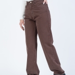 شلوار کتان رگولار قد 110 قهوه ای کد 16673