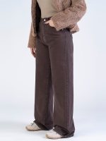 شلوار کتان بگ قد 110 قهوه ای کد 16687 - Image 3