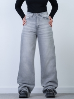 شلوار جین بگ قد 115 دمپا کات طوسی کد 20319 - Image 3