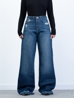 شلوار جین بگ قد 110 دمپا بشکاف کد 21443 - Image 3