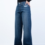 شلوار جین بگ قد 110 دمپا بشکاف کد 21443