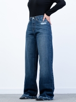 شلوار جین بگ قد 110 دمپا بشکاف کد 21443