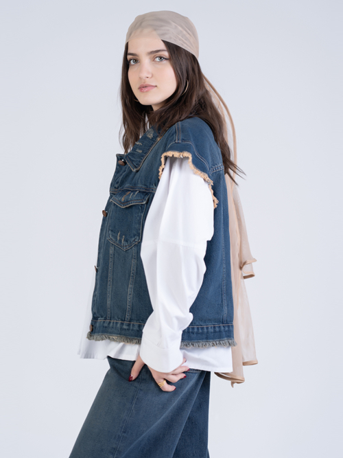 مید وست زنانه جین کمر ریش کد 21477 - Image 3