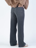 شلوار جین بگ قد 110 مشکی کم کش کد 21486 - Image 2