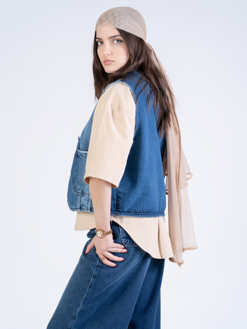 وست زنانه جین بدون یقه کد 21610 - Image 5