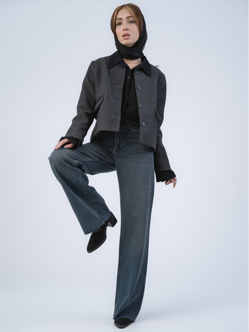 شلوار بگ زنانه جین قد 115 دمپا کات کد 21726 - Image 5