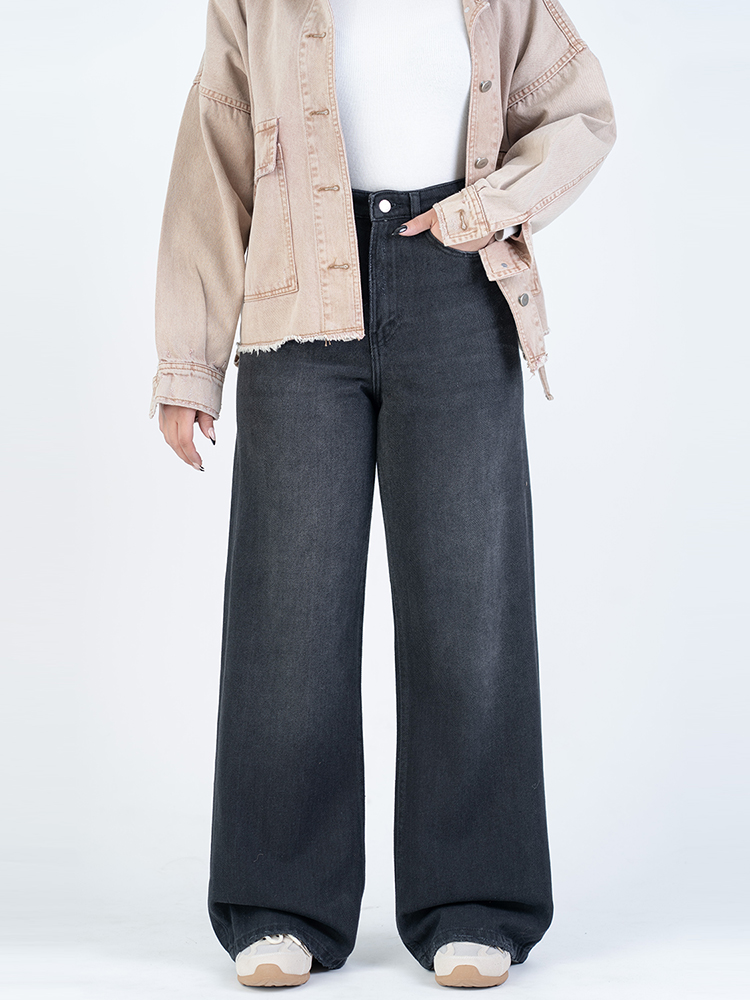 21775 (1) شلوار جین بگ قد 110 مشکی کد 21775 - Image 1