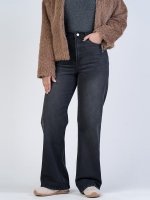 شلوار جین بگ قد 110 مشکی کم کش کد 21864