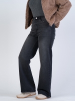 شلوار جین بگ قد 110 مشکی کم کش کد 21864 - Image 4