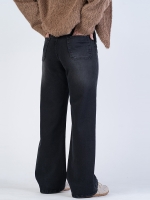 شلوار جین بگ قد 110 مشکی کم کش کد 21864 - Image 2