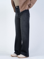شلوار جین بگ قد 110 مشکی کم کش کد 21865 - Image 3