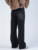 شلوار جین بگ قد 110 مشکی کم کش کد 21865 - Image 2