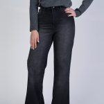 شلوار جین بگ قد 110 مشکی کم کش کد 21872